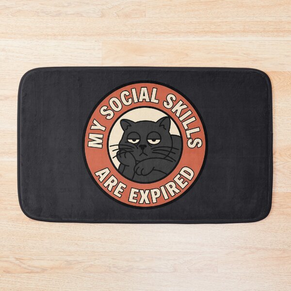 Item preview, Social Skills Are Expired Black Cat Badge designed and sold by DripCultureLab.