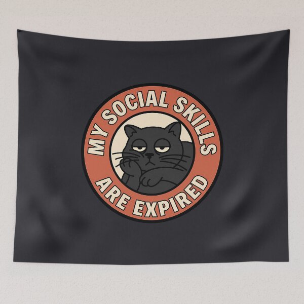Item preview, Social Skills Are Expired Black Cat Badge designed and sold by DripCultureLab.
