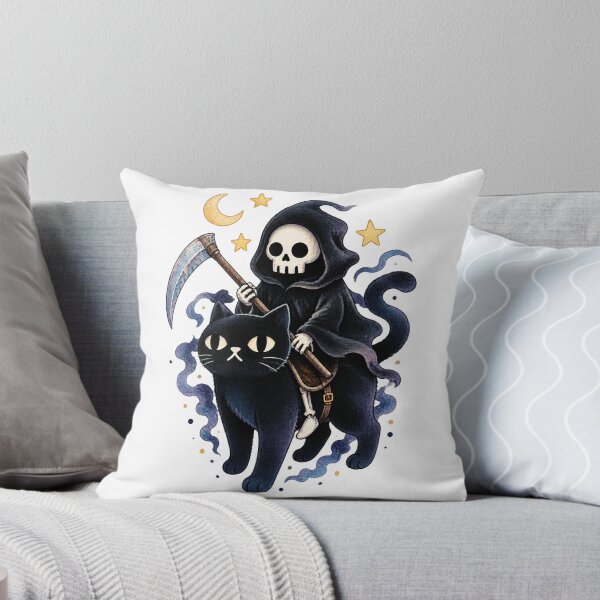 Item preview, Death Rides a Black Cat - Dark Gothic Cat Illustration with Skeleton Rider designed and sold by lgcrules.