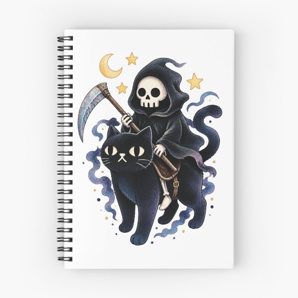 Item preview, Death Rides a Black Cat - Dark Gothic Cat Illustration with Skeleton Rider designed and sold by lgcrules.