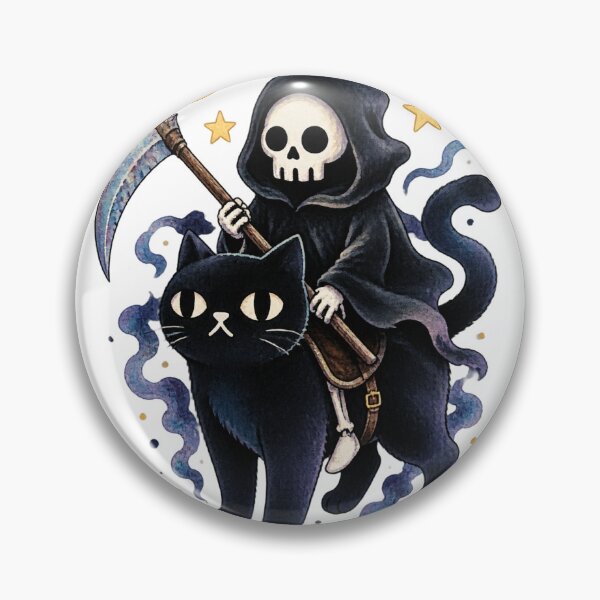 Item preview, Death Rides a Black Cat - Dark Gothic Cat Illustration with Skeleton Rider designed and sold by lgcrules.