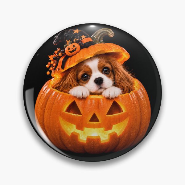 Item preview, Halloween Cavalier King Charles Spaniel in Glowing Pumpkin designed and sold by ManJiangHong.