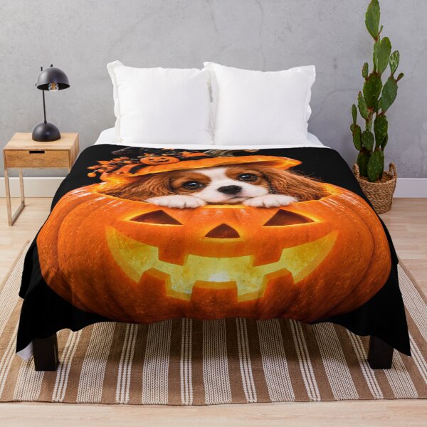 Item preview, Halloween Cavalier King Charles Spaniel in Glowing Pumpkin designed and sold by ManJiangHong.