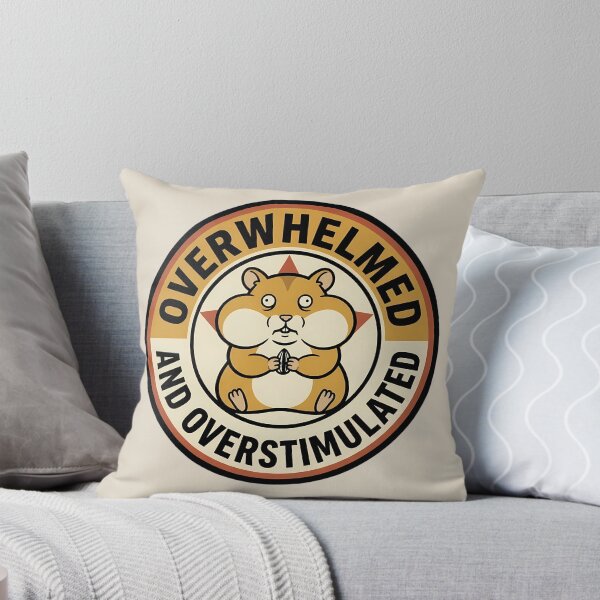 Item preview, Overwhelmed And Overstimulated Retro Hamster Badge designed and sold by DripCultureLab.