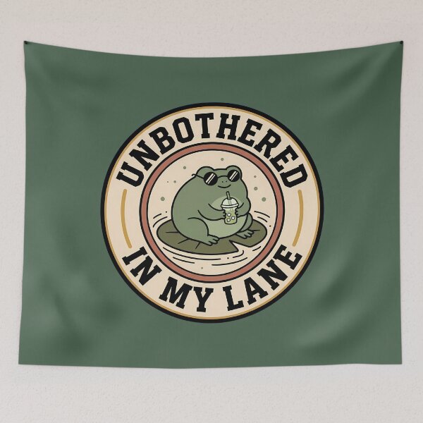 Item preview, Unbothered In My Lane Retro Frog Badge designed and sold by DripCultureLab.