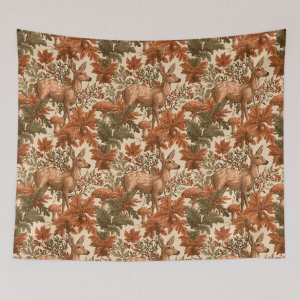 Item preview, Vintage Autumn Deer Woodland Forest Fawn Art designed and sold by NicolasGlowArt.