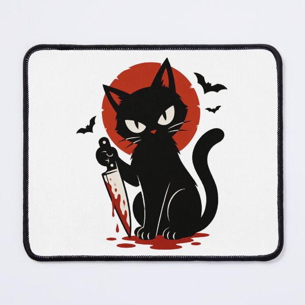Item preview, Murderous Black Cat Holding Knife Funny Dark Humor Gift Design designed and sold by nilakastrati04.