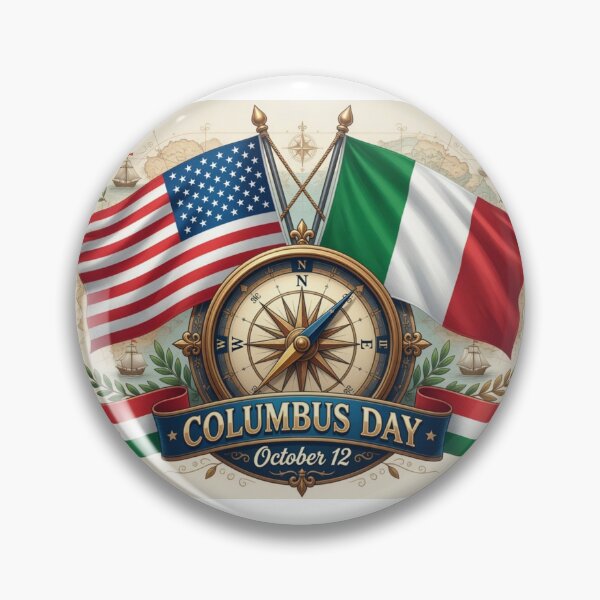 Item preview, Columbus Day Vintage Compass Design – USA & Italy Heritage designed and sold by Nela-&-Lena.
