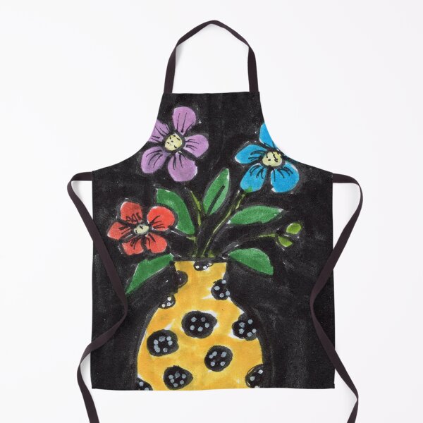 Artikelvorschau, Blumenvase – leuchtend bunte Blumen in einer gelben Vase entworfen und verkauft von Jill Brooke.