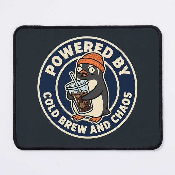 Item preview,  Powered By Cold Brew And Chaos Penguin Badge designed and sold by DripCultureLab.