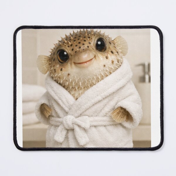 Item preview, Porcupine Puffer White Bathrobe designed and sold by Sillytoe.