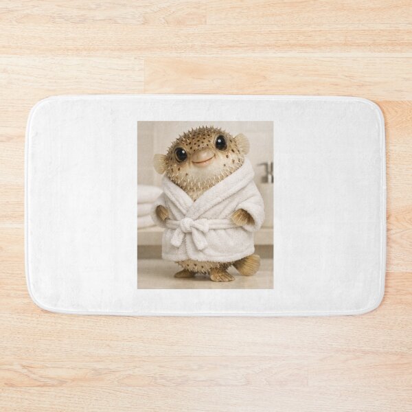 Item preview, Porcupine Puffer White Bathrobe designed and sold by Sillytoe.