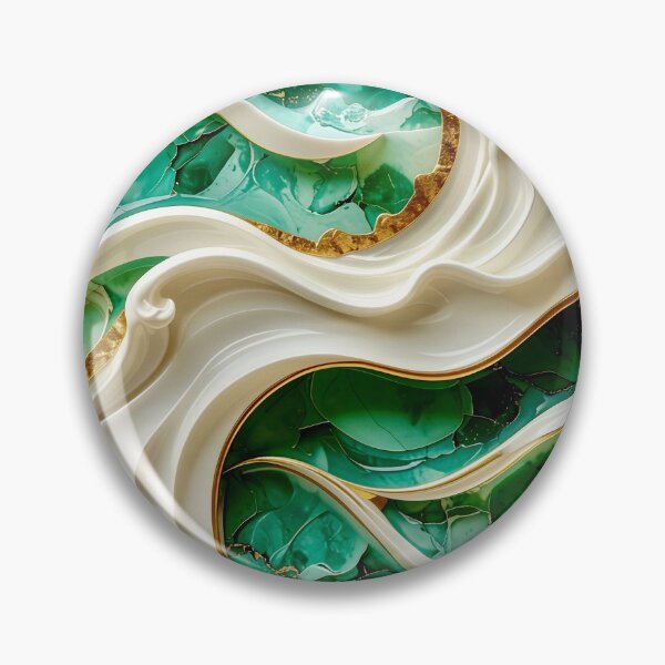 Item preview, Sculptural Emerald Wave with Gold Seafoam designed and sold by Vicky Brago-Mitchell®.