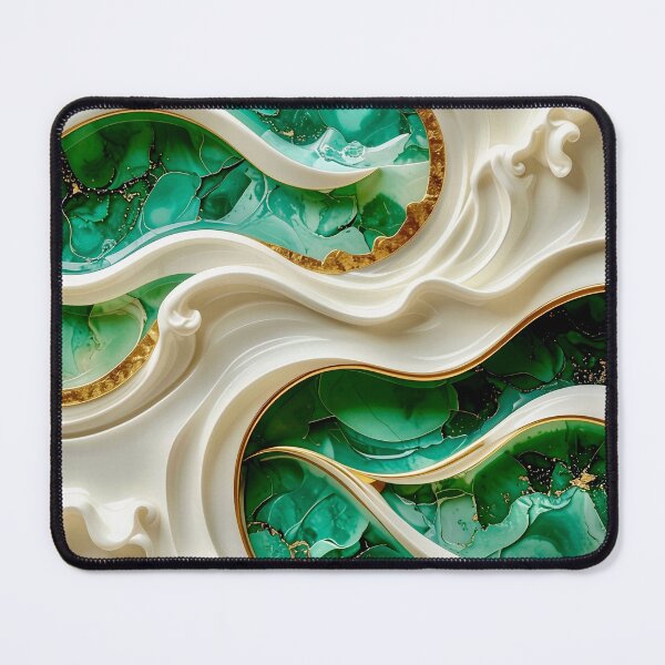 Item preview, Sculptural Emerald Wave with Gold Seafoam designed and sold by Vicky Brago-Mitchell®.