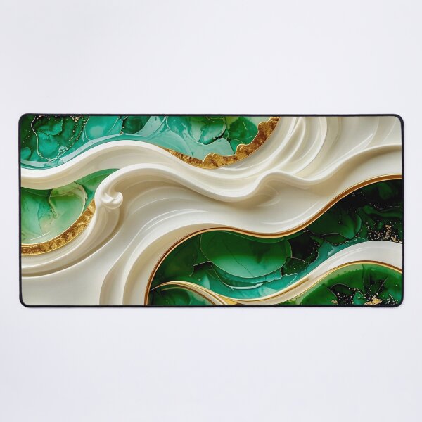 Item preview, Sculptural Emerald Wave with Gold Seafoam designed and sold by Vicky Brago-Mitchell®.