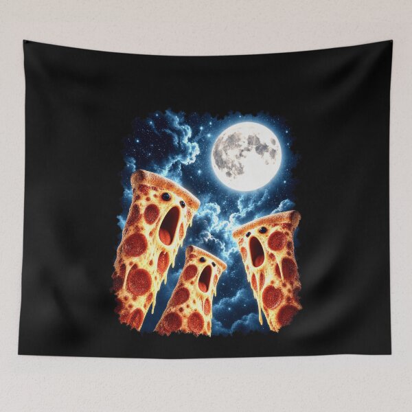 Item preview, Surreal Pizza Slices Howling Under Moon designed and sold by elderberry.