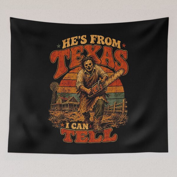 Item preview, Hes From Texas I Can Tell Funny Halloween Skeleton Horror designed and sold by kevinwhitenan.
