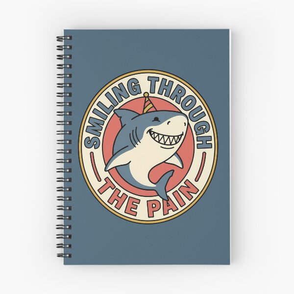 Item preview, Smiling Through The Pain Retro Shark Badge designed and sold by DripCultureLab.