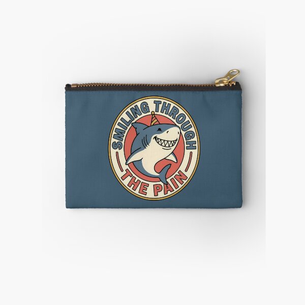 Item preview, Smiling Through The Pain Retro Shark Badge designed and sold by DripCultureLab.