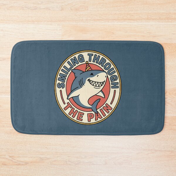 Item preview, Smiling Through The Pain Retro Shark Badge designed and sold by DripCultureLab.