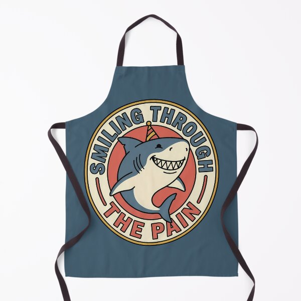 Item preview, Smiling Through The Pain Retro Shark Badge designed and sold by DripCultureLab.