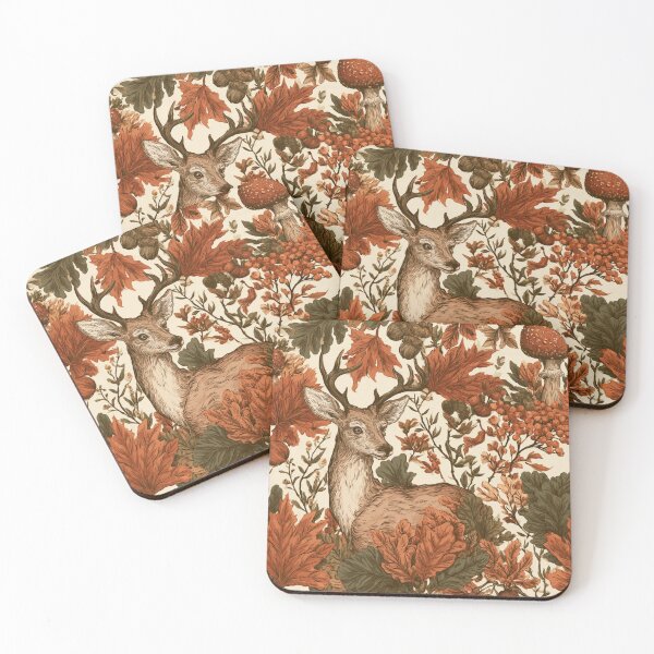 Item preview, Vintage Autumn Deer Forest Woodland Pattern designed and sold by NicolasGlowArt.