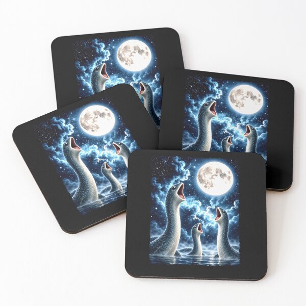 Item preview, Surreal Howling Loch Ness Monsters Under a Full Moon designed and sold by elderberry.