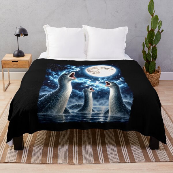 Item preview, Surreal Howling Loch Ness Monsters Under a Full Moon designed and sold by elderberry.