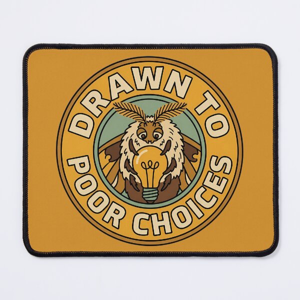 Item preview, Drawn To Poor Choices Retro Moth Badge designed and sold by DripCultureLab.