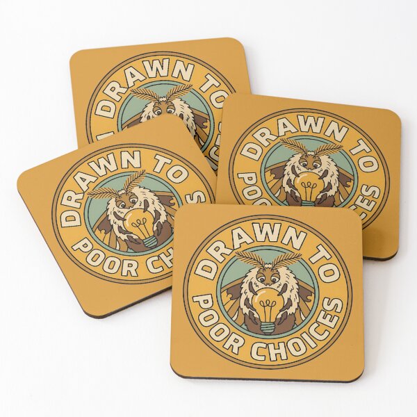 Item preview, Drawn To Poor Choices Retro Moth Badge designed and sold by DripCultureLab.