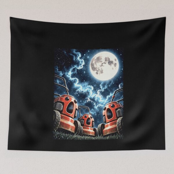 Item preview, Surreal Lawn Mowers Under a Full Moon designed and sold by elderberry.