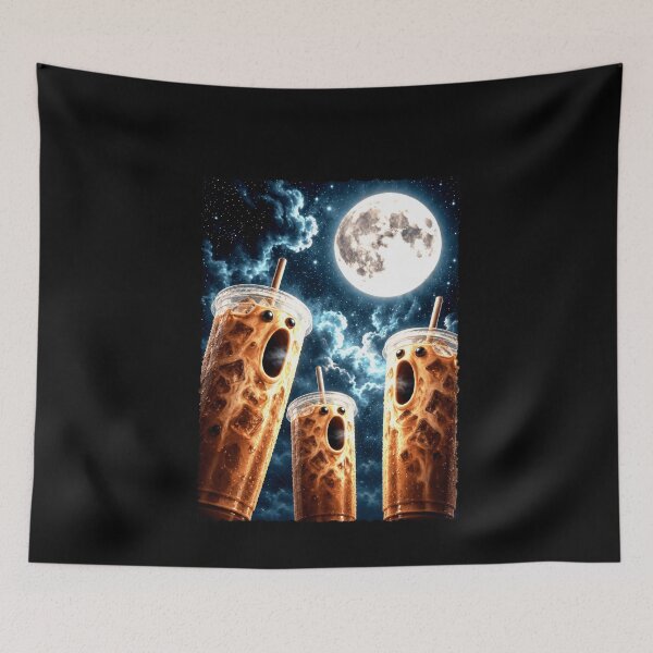 Item preview, Surreal Iced Coffee Cups Under a Full Moon designed and sold by elderberry.