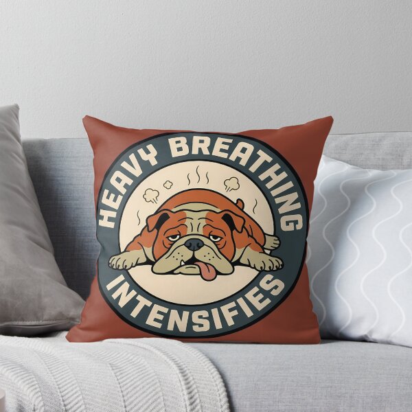 Item preview, Heavy Breathing Intensifies Funny Bulldog Retro Badge designed and sold by DripCultureLab.