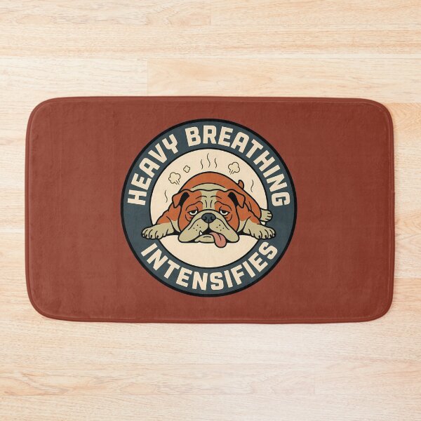 Item preview, Heavy Breathing Intensifies Funny Bulldog Retro Badge designed and sold by DripCultureLab.