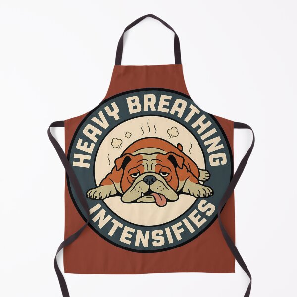 Item preview, Heavy Breathing Intensifies Funny Bulldog Retro Badge designed and sold by DripCultureLab.