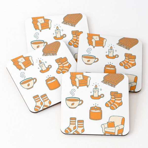 Item preview, Hygge Autumn Home Decor Flat Vector Icon Set with Candle and Blanket designed and sold by NUSA NIPA.