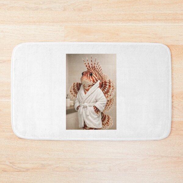 Item preview, Red Lionfish White Bathrobe designed and sold by Sillytoe.
