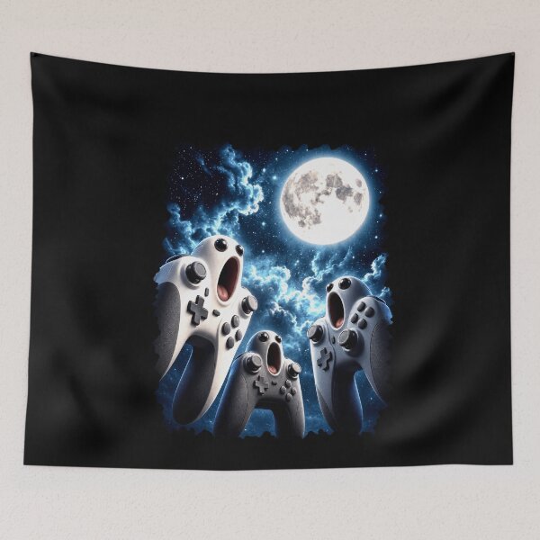 Item preview, Surreal Game Controllers Howling Under a Full Moon designed and sold by elderberry.