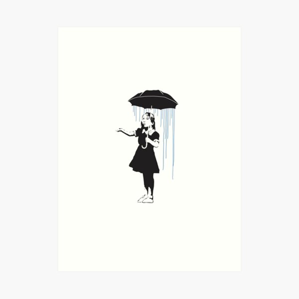 girl in rain by Banksy Art Print