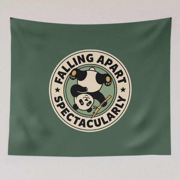 Item preview, Falling Apart Spectacularly Cute Retro Panda Badge designed and sold by DripCultureLab.