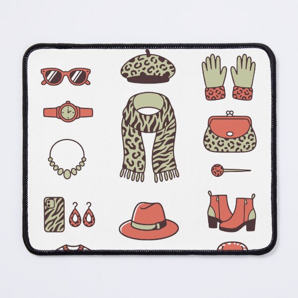 Item preview, Autumn Animal Print Fashion Flat Vector Icon Set with Leopard Scarf and Boots designed and sold by NUSA NIPA.