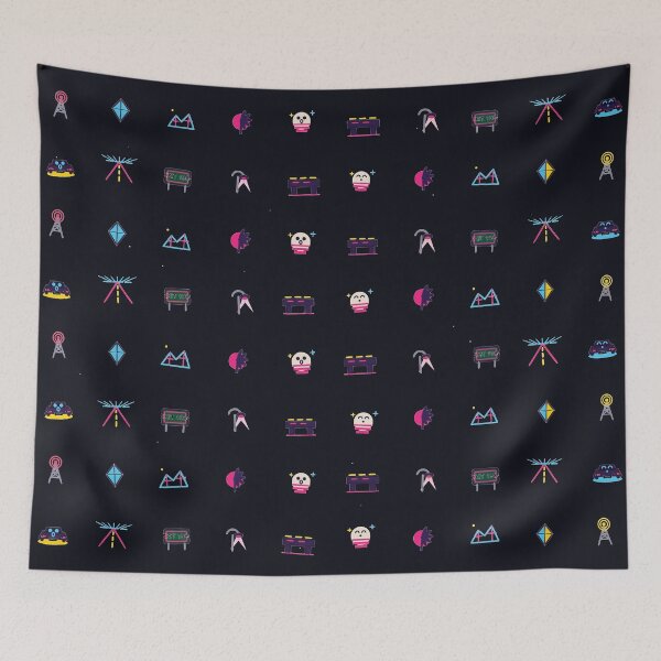 Item preview, Midnight Drive Synthwave Outrun 80s Highway Micro Icon Seamless Pattern designed and sold by KungPowUnicorn.