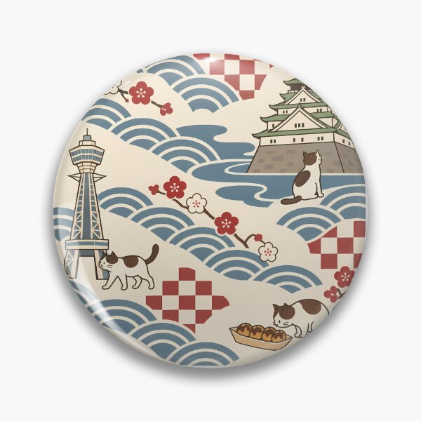 Item preview, Osaka Cats Japanese Wave Pattern designed and sold by DAYAMA Japan.