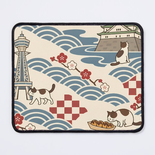 Item preview, Osaka Cats Japanese Wave Pattern designed and sold by DAYAMA Japan.