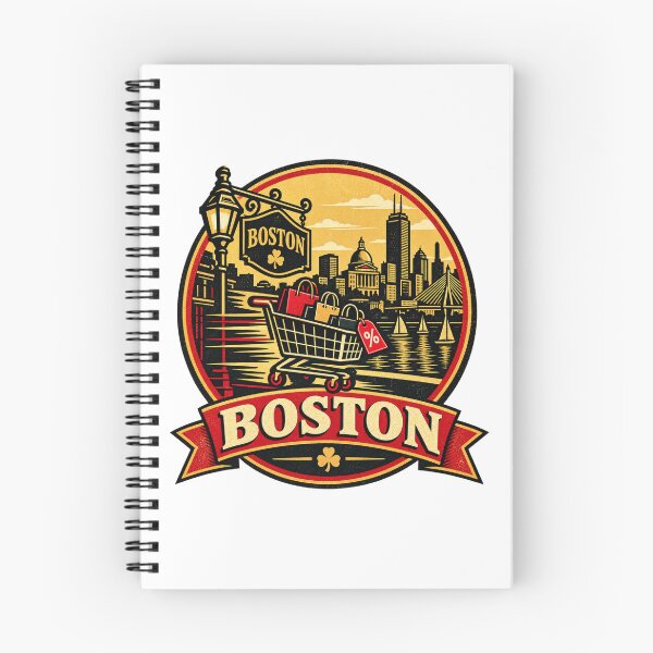 Item preview, Boston Black Friday Shirt – Retro Shopping Cart City Badge Design designed and sold by Globalcitytees.