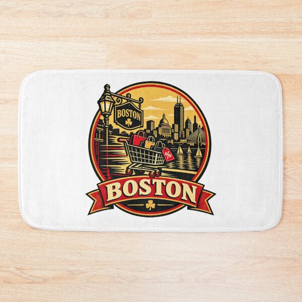 Item preview, Boston Black Friday Shirt – Retro Shopping Cart City Badge Design designed and sold by Globalcitytees.