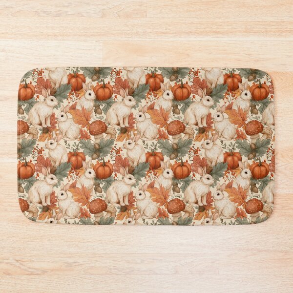 Item preview, Autumn Bunny Pumpkin Woodland Watercolor Pattern designed and sold by NicolasGlowArt.