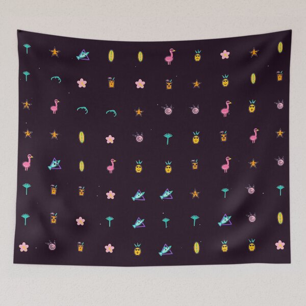 Item preview, Miami Vice Flamingo Retro 80s Tropical Micro Icon Seamless Pattern designed and sold by KungPowUnicorn.