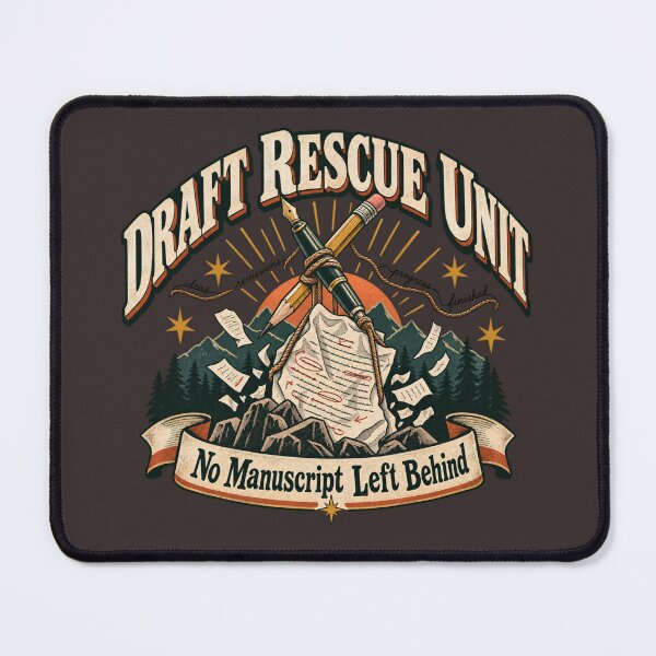 Item preview, Draft Rescue Unit – Funny Writer & Manuscript Retro Badge designed and sold by Golden Era Studio.