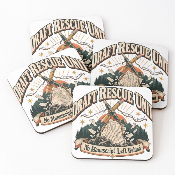 Item preview, Draft Rescue Unit – Funny Writer & Manuscript Retro Badge designed and sold by Golden Era Studio.